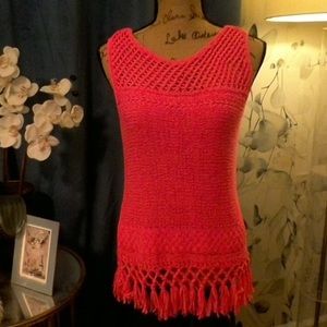 Lilly Pulitzer hot pink crochet knit tank in xs